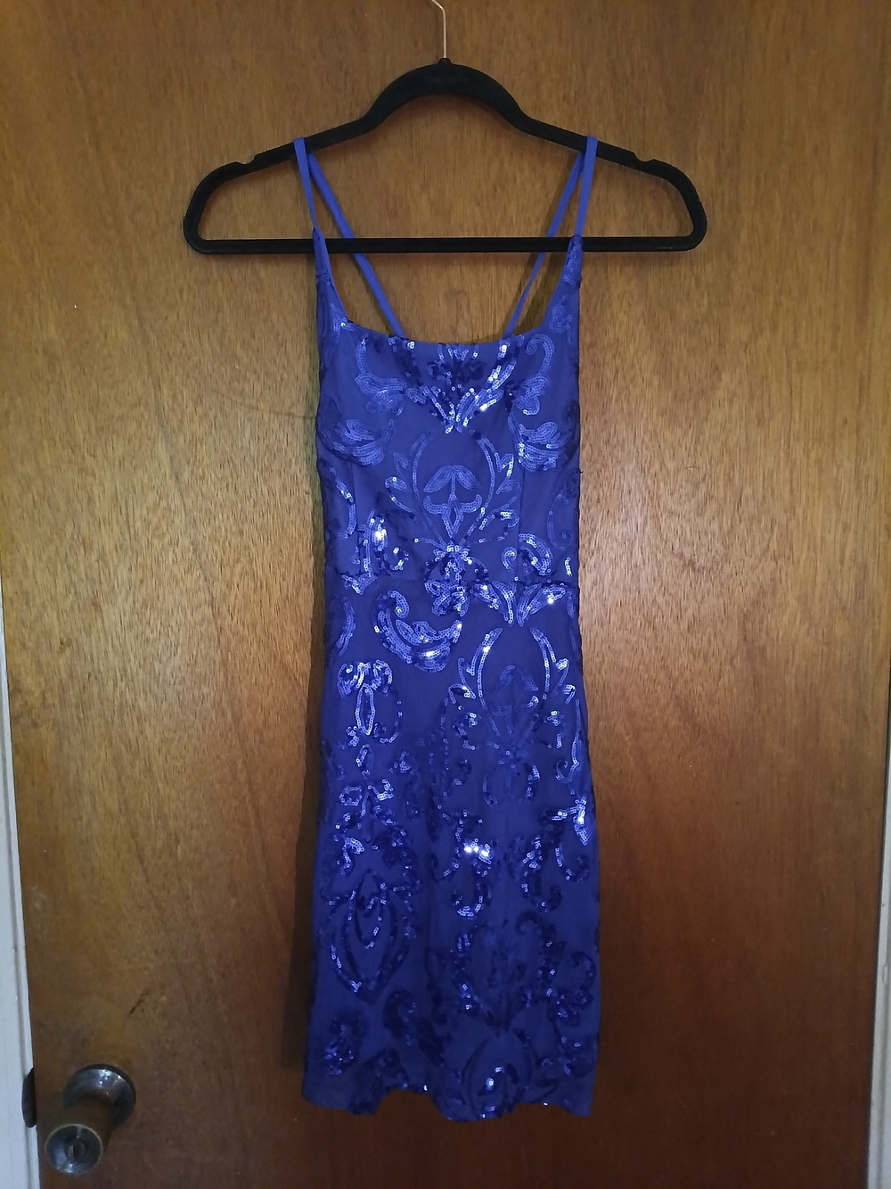Blue Paisley And Damask Sequin Patterned Mini Dress